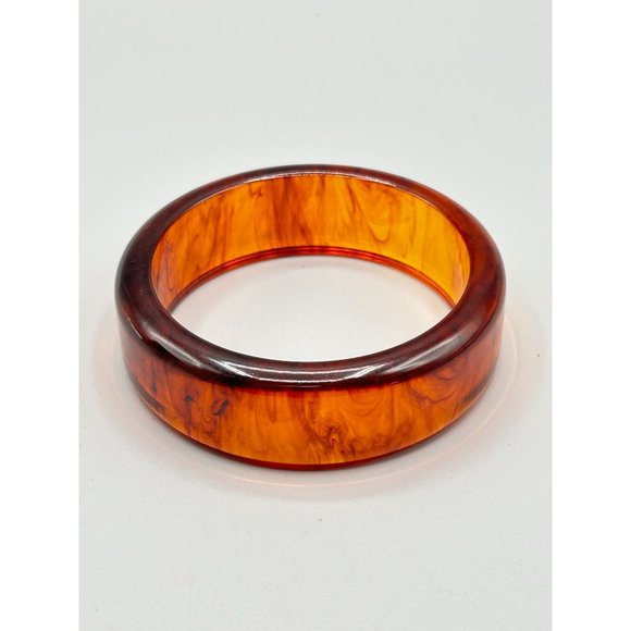 Vintage Apple Juice Bakelite Bangle Thick Wide Collectible Early Plastic Jewelry - Picture 4 of 9